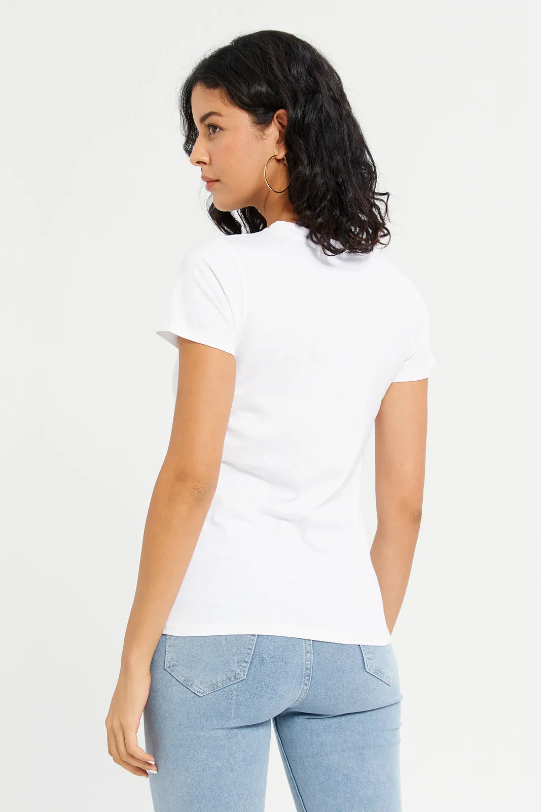Women White Limited Edition Embellished T-Shirt