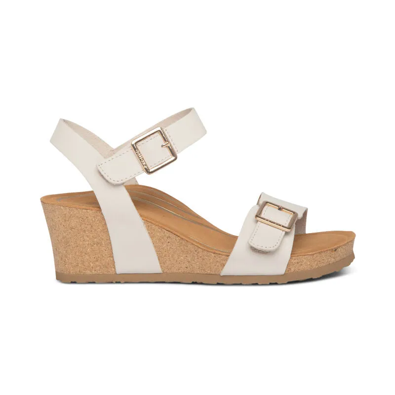 WOMEN'S AETREX LEXA QUARTER STRAP WEDGE | IVORY