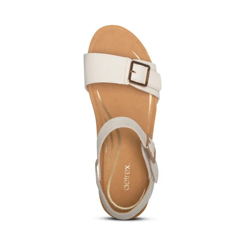 WOMEN'S AETREX LEXA QUARTER STRAP WEDGE | IVORY