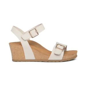 WOMEN'S AETREX LEXA QUARTER STRAP WEDGE | IVORY