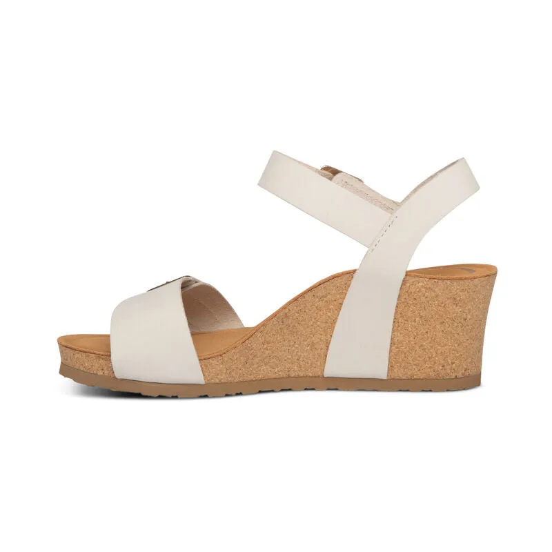 WOMEN'S AETREX LEXA QUARTER STRAP WEDGE | IVORY