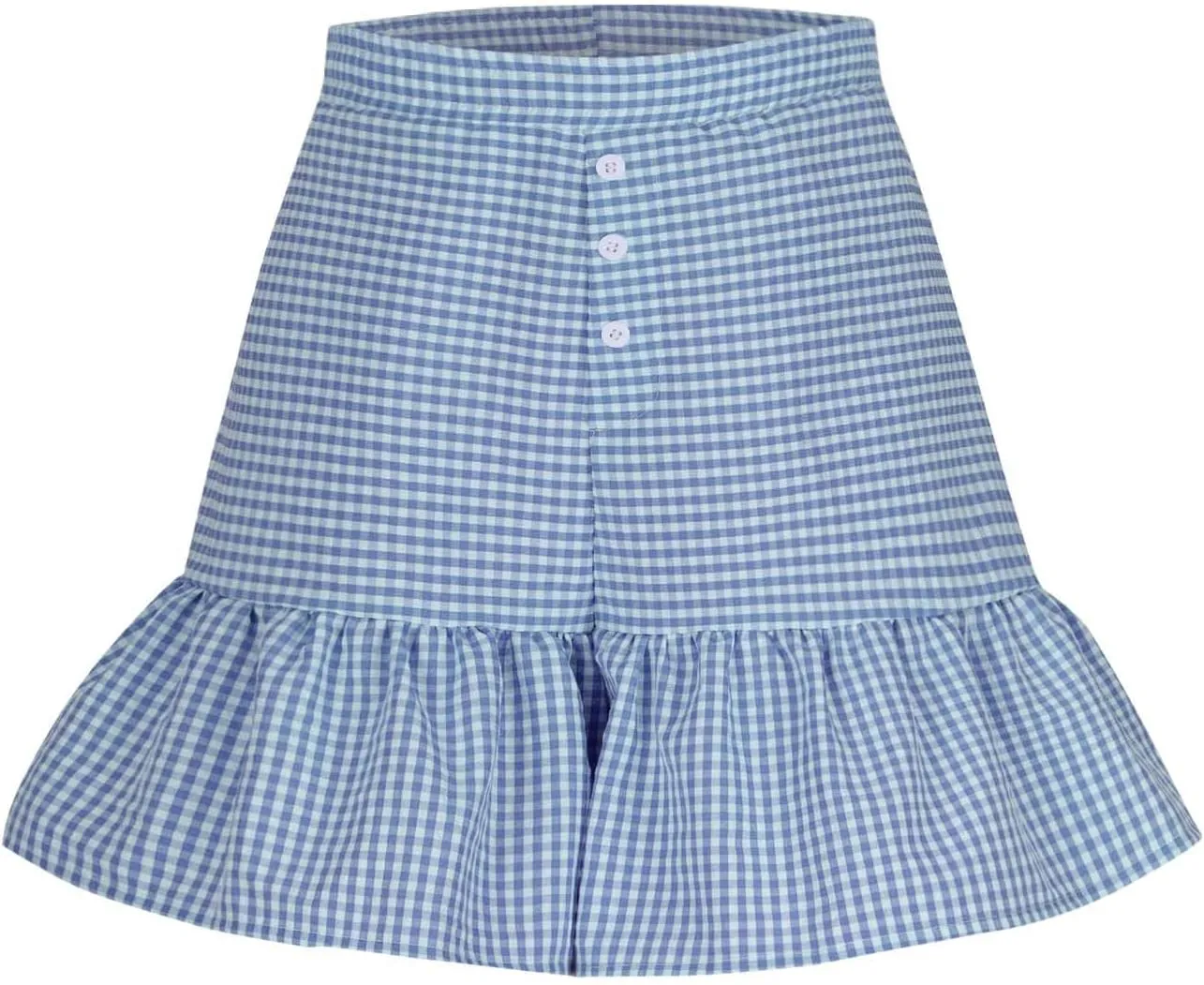 Womens Plaid Shorts Summer Button High Waisted Ruffle Hem Skorts Short Pants Casual Trendy Loose Fit Vacation Shorts