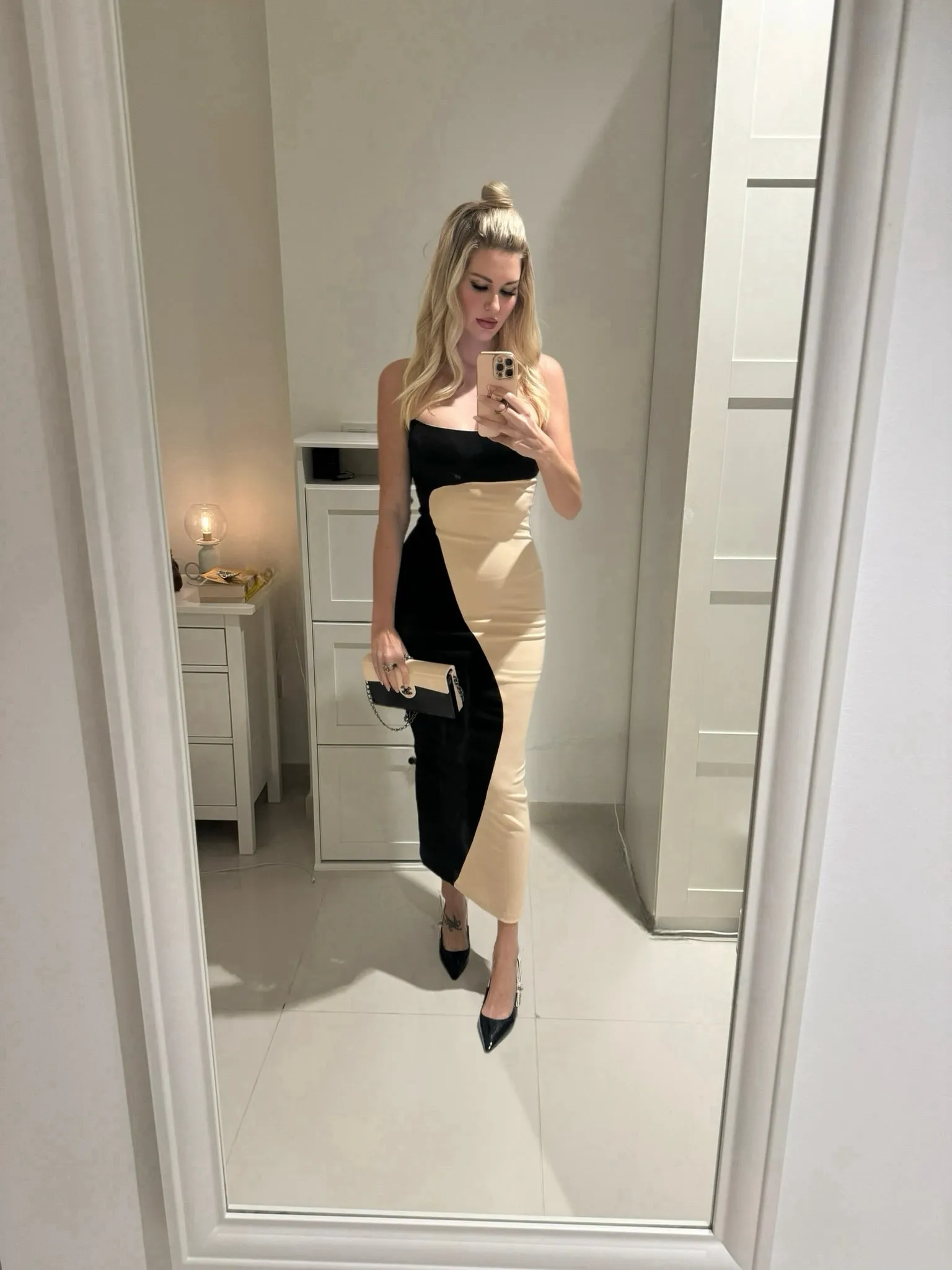 Yin Yang Strapless Midi Dress